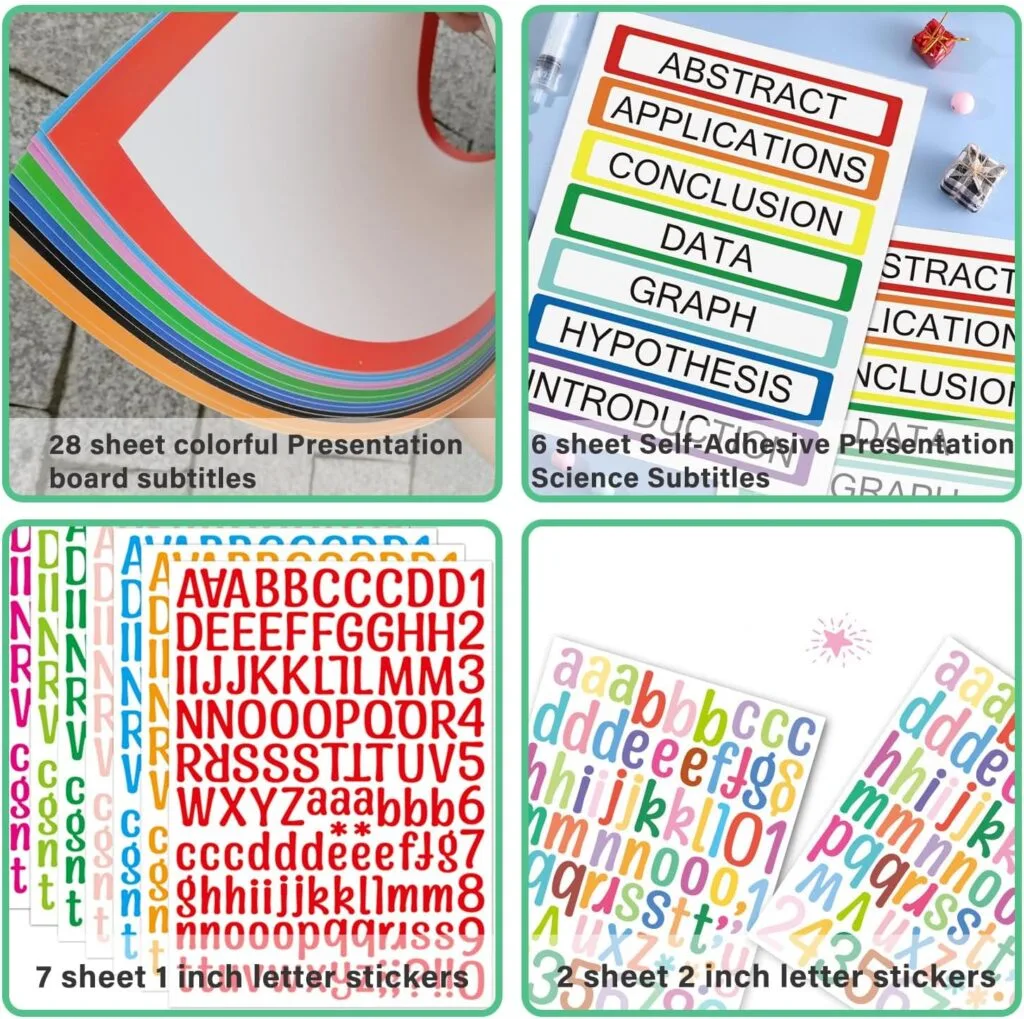 Colorful Self-Adhesive Presentation Boards for Science Fair Exhibits - 43 Distinct Designs to Enhance Educational Displays