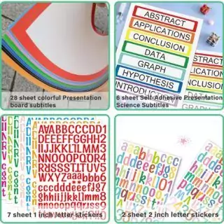 Colorful Self-Adhesive Presentation Boards for Science Fair Exhibits - 43 Distinct Designs to Enhance Educational Displays