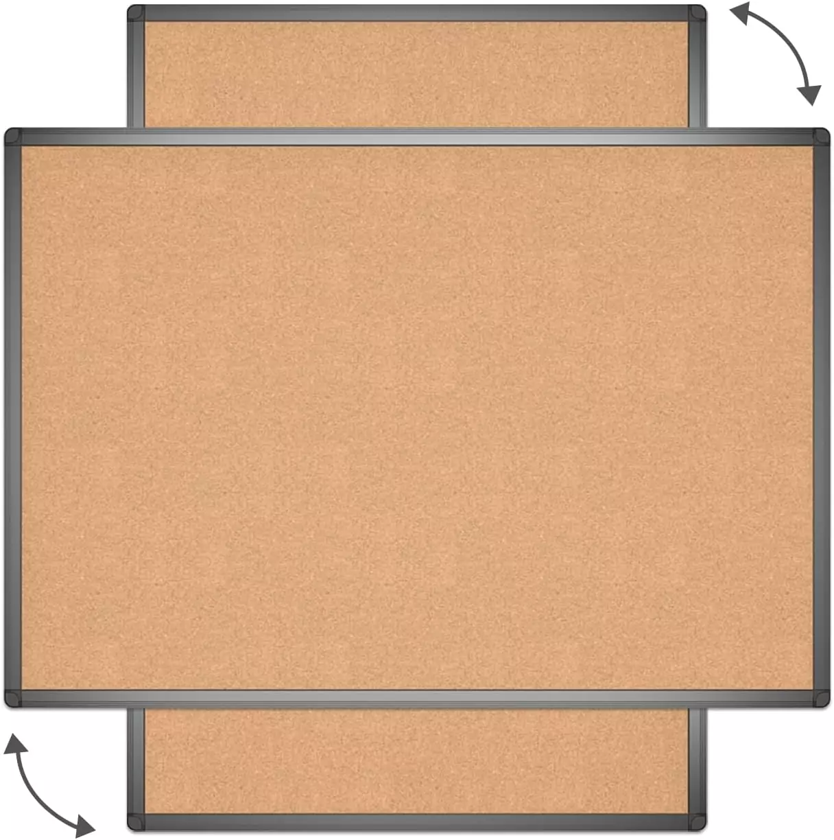 Cork notice board for educators with black aluminum frame, offering creative tips and ideas for effective classroom organization and communication.