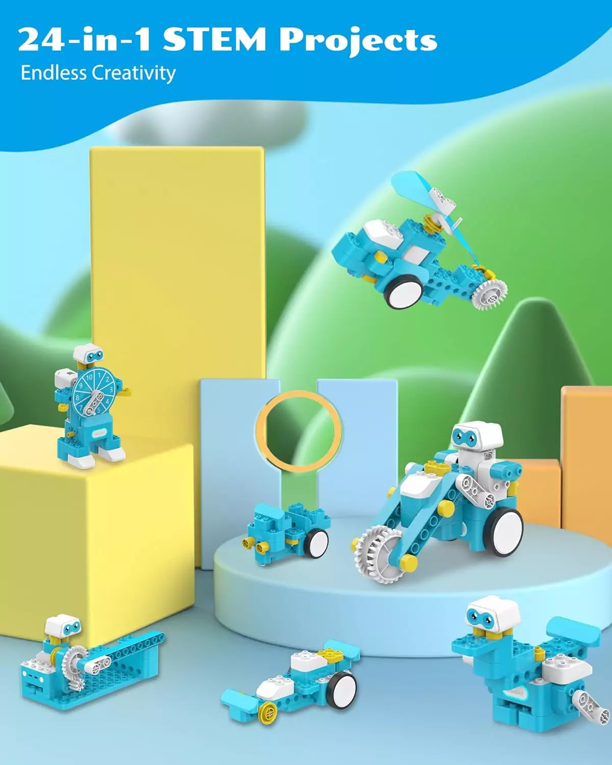 Whalesbot B3 Pro Coding Robot Kit: 24-in-1 STEM Educational Toy for Kids, 99-Piece Set Ideal for Classroom Learning and Coding Fun.