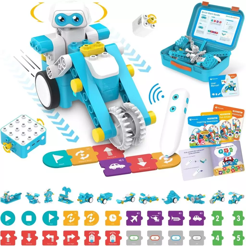 WhalesBot B3 Pro 24-in-1 Coding Robot Kit: Enhance STEM Learning with a Versatile 99-Piece Set, Ideal for Engaging Classroom Exploration Activities.