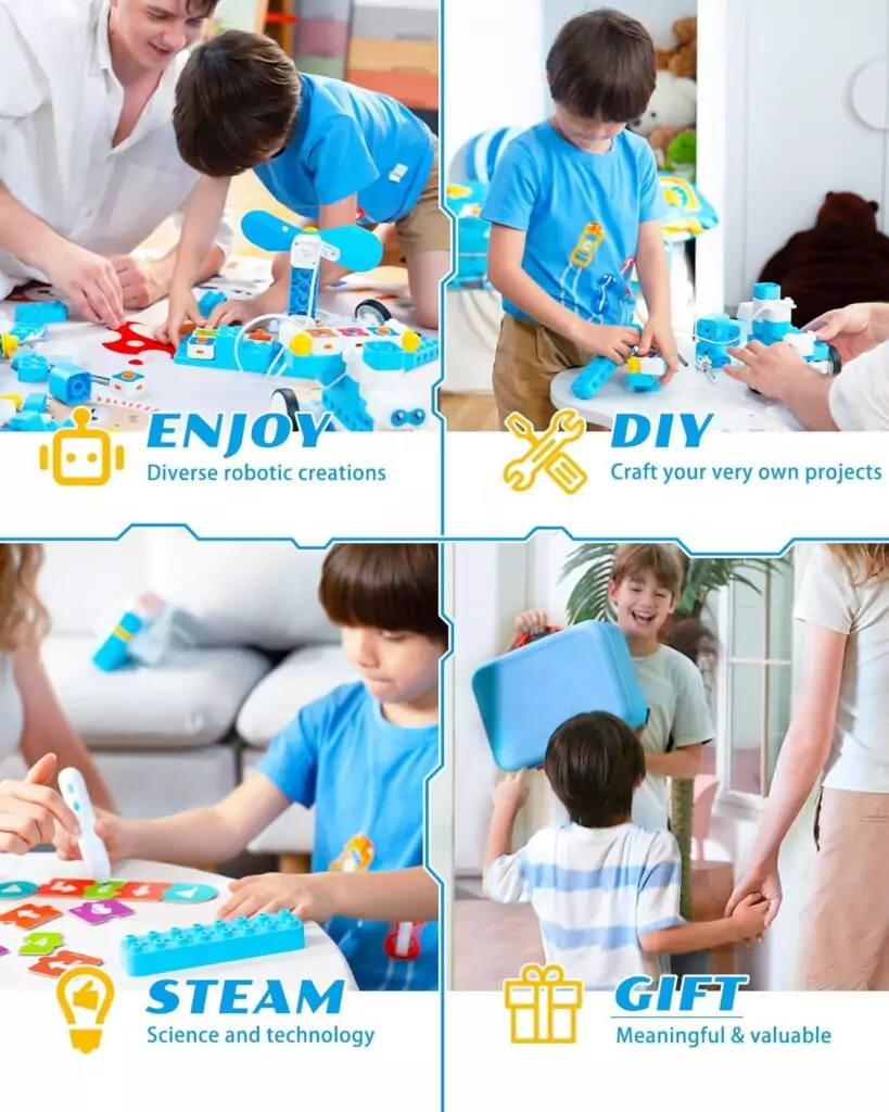 Whalesbot B3 Pro Coding Robot Kit: 24-in-1 STEM Toy for Kids with 99 Pieces, Ideal for Classroom Learning and Creativity in Coding and Robotics.