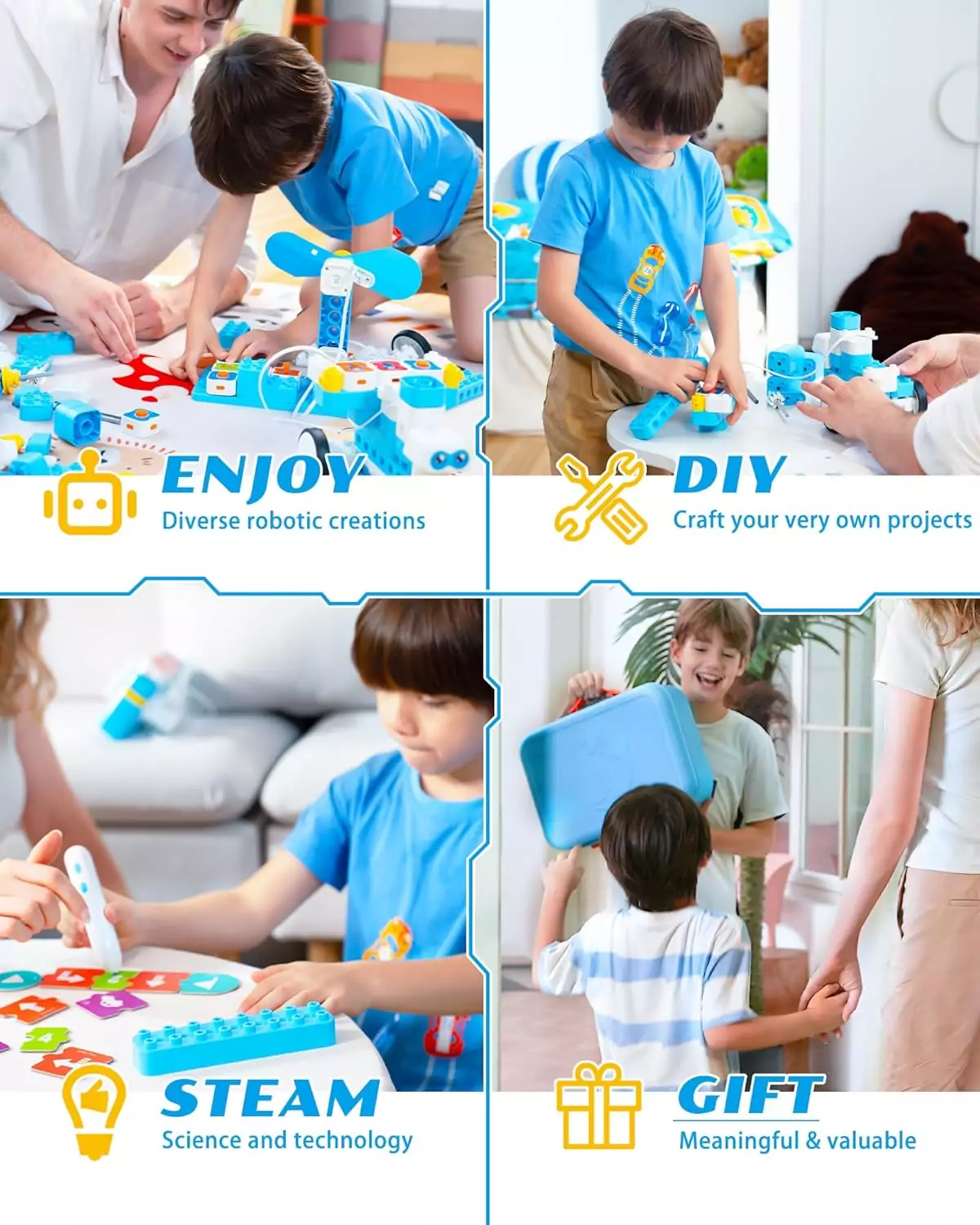 Whalesbot B3 Pro Coding Robot Kit: 24-in-1 STEM Toy for Kids with 99 Pieces, Ideal for Classroom Learning and Creativity in Coding and Robotics.