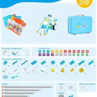 WhalesBot B3 Pro Coding Robot Kit - STEM 24-in-1 Educational Toy, 99-Piece Set for Classroom Fun and Learning for Kids