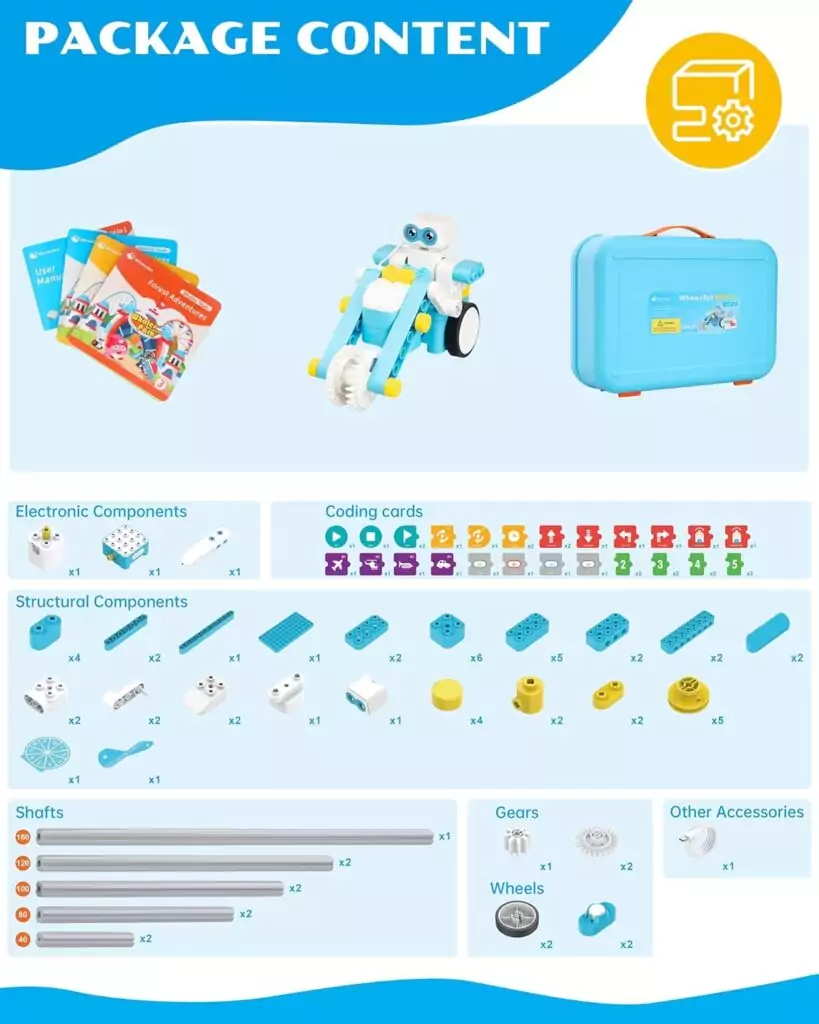 WhalesBot B3 Pro Coding Robot Kit - STEM 24-in-1 Educational Toy, 99-Piece Set for Classroom Fun and Learning for Kids
