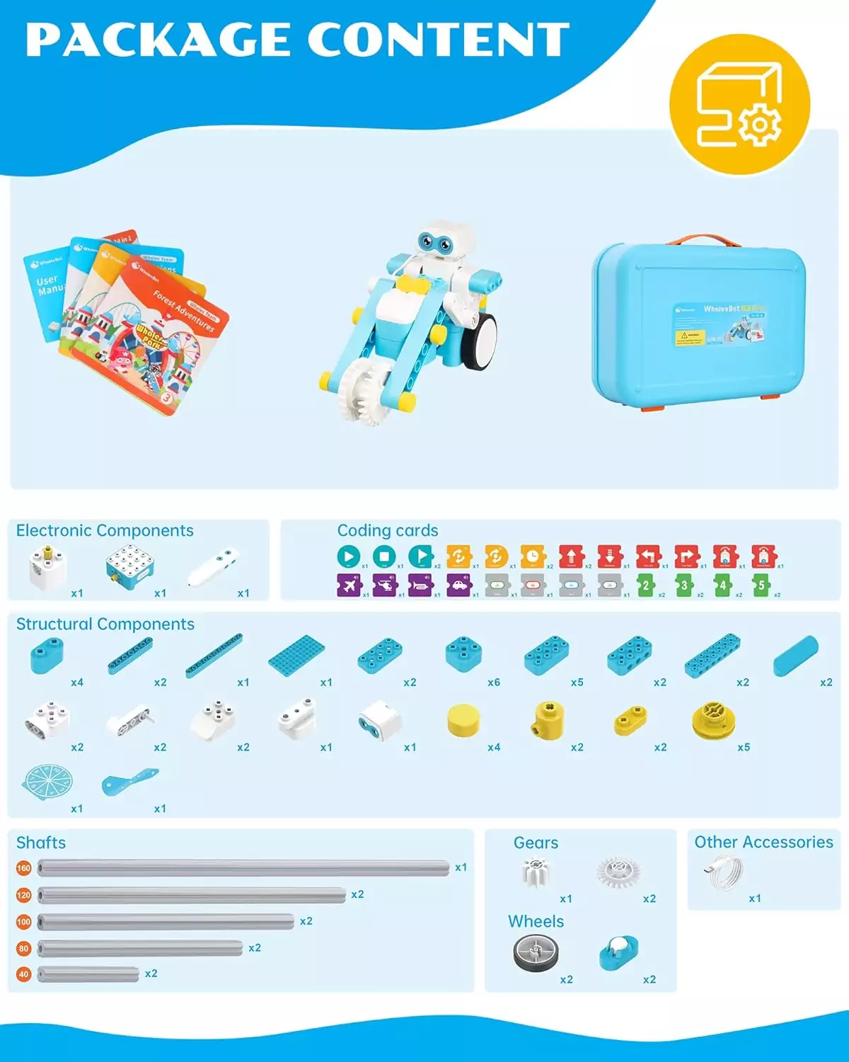 WhalesBot B3 Pro Coding Robot Kit - STEM 24-in-1 Educational Toy, 99-Piece Set for Classroom Fun and Learning for Kids