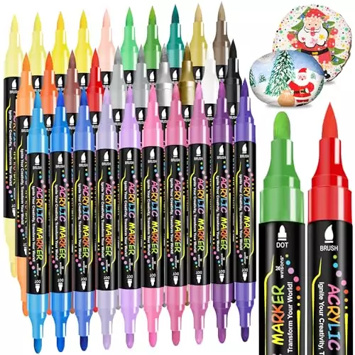 Winsons 30 Color Dual Tip Acrylic Paint Pens set is ideal for educators and artists, offering versatile color options for creative projects and classroom activities.