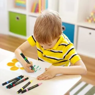 Winsons Dual Tip Acrylic Paint Pens set offers educators 30 vibrant colors, ideal for art projects. Perfect for detailed and broad strokes.