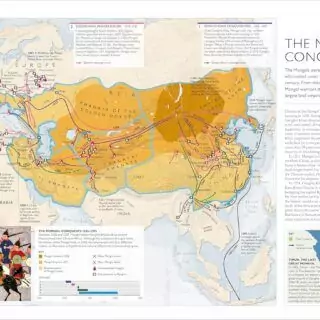Illustrated world history map designed for educators and students, highlighting key historical events, regions, and cultures for effective learning.