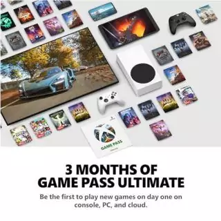 Xbox Series S console bundle includes 3-month Game Pass, offering access to hundreds of exciting games. Ideal for immersive home entertainment.