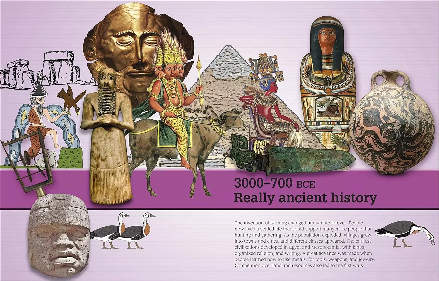 Illustrative Cover of the Year-by-Year World History Book: A Fun Guide for Kids and Educators from Stone Age to Digital Age