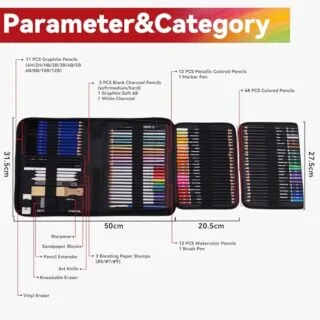 101-Piece Professional Drawing and Sketching Art Kit for Educators - Comprehensive Set for Artists of All Levels with Essential Tools and Supplies