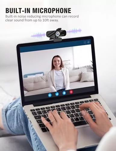 High-definition webcam with built-in microphone and adjustable tripod, ideal for educators seeking a professional online learning setup.