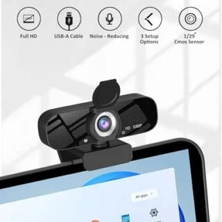 1080p HD webcam and microphone set with adjustable tripod enhances online learning and streaming for educators by providing clear visuals and audio.