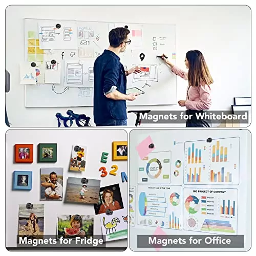 Magnetic fridge and whiteboard organizer set, 12-piece black set ideal for classroom and office decor, perfect for enhancing organization and style.