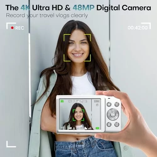 4K UHD Vlogging Camera with 48MP, 16x Zoom, and 32GB Card - Perfect for Educators and Content Creators Seeking High-Quality Video and Photo Solutions
