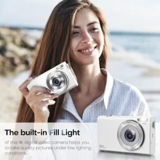 4K UHD vlogging camera, 48MP resolution, 16X zoom, and 32GB card. Perfect for educators and content creators seeking high-quality video recording.