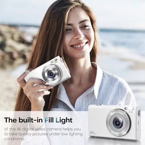 4K UHD vlogging camera, 48MP resolution, 16X zoom, and 32GB card. Perfect for educators and content creators seeking high-quality video recording.