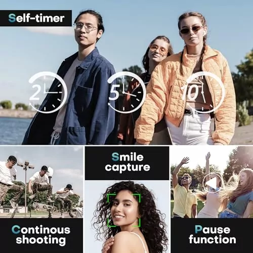 4K UHD 48MP Vlogging Camera with 16x Zoom, ideal for educators and content creators seeking high-quality video and photo recording capabilities.