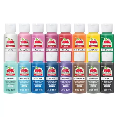 Vibrant Acrylic Craft Paint Set with 16 Assorted Colors, Ideal for Educators. Perfect for Art Projects, Crafts, and Classroom Activities.