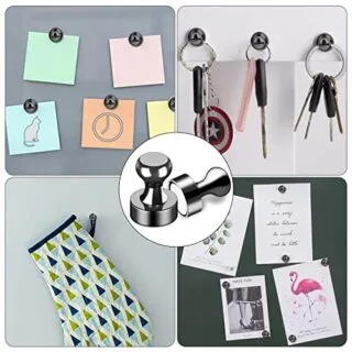 12-piece set of robust black magnets perfect for classrooms, offices, and whiteboards. Ideal for organizing and displaying important documents efficiently.