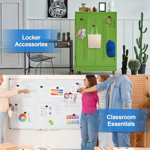 Set of 12 strong black fridge magnets for effective organization in classrooms or offices, enhancing productivity and space management.