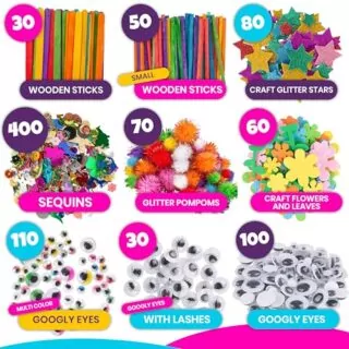 Blue Squid Arts & Crafts Kit: 2000-piece Creative Supplies Bundle for Kids. Inspire imagination with this comprehensive arts and crafts collection.