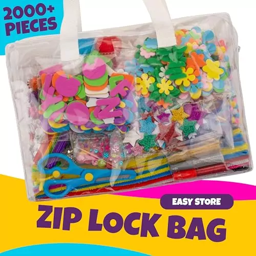 Blue Squid Arts Crafts Kit for Kids – 2000-Piece Creative Supplies Bundle Perfect for Playtime Creativity and Fun