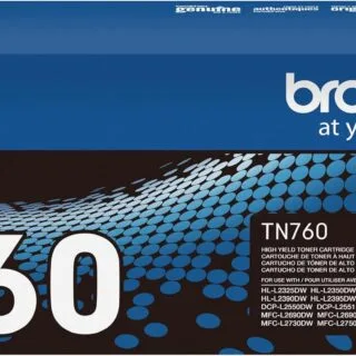 Brother TN760 High Yield Black Toner Cartridge for MFC-L2710DW and MFC-L2750DW printers, ideal for educational settings seeking reliable, high-volume printing.
