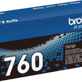 Brother TN760 High Yield Black Toner Cartridge compatible with MFC-L2710DW and MFC-L2750DW printers, perfect for educational settings and business use.