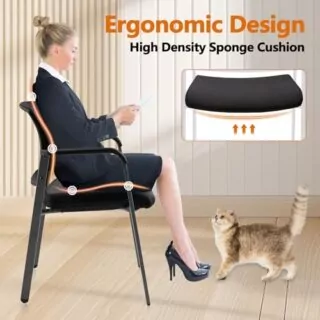 Classroom-ready Clatina stacking chairs with mesh back, upholstered seat, and lumbar support for comfort and modern design. Ideal for learning spaces.