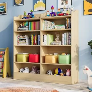 Spacious Cozy Castle Kids Bookshelf and Toy Organizer, featuring a 5-tier, 10-cube design, perfect for classroom or playroom organization.