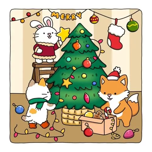 Cozy coloring book ideal for relaxation, capturing holiday spirit with Christmas-themed designs to enhance festive vibes and creative expression.