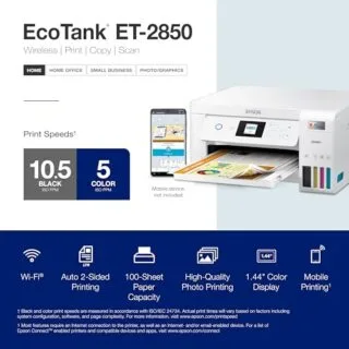 Epson EcoTank ET-2850 is a sustainable wireless color printer ideal for educators, featuring efficient scanning and copying capabilities.