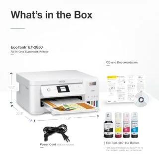 Epson EcoTank ET-2850: Wireless Color Supertank Printer for Educators, featuring Scan, Copy, and Cartridge-Free functionality for classroom use.