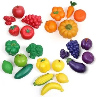 Engage toddlers 18 months and up with the Farmers Market Color Sorting Set, an ideal STEM learning educational toy enhancing color recognition and sorting skills.