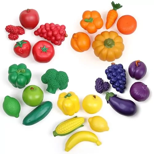 Engage toddlers 18 months and up with the Farmers Market Color Sorting Set, an ideal STEM learning educational toy enhancing color recognition and sorting skills.