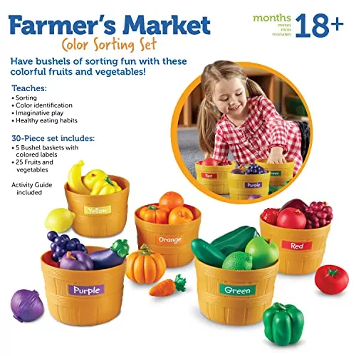 Vibrant STEM learning toy set designed for toddler development, featured at a local farmers market, promoting educational play and early childhood skills.