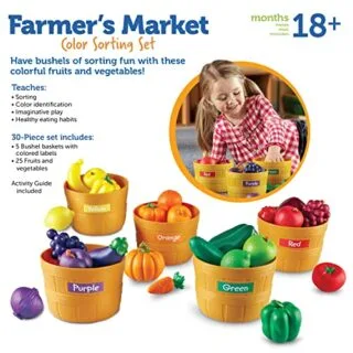 Explore STEM education with this vibrant 30-piece farmers market set, designed to enhance toddler development through interactive play.