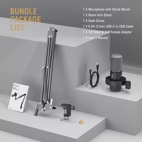 FIFINE K688 USB/XLR Dynamic Microphone Kit for Educators – Enhance Classroom Setup with Boom Arm, Perfect Podcast Tool for Teachers