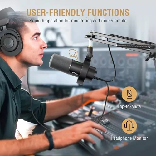Educational Podcast Setup: FIFINE K688 Dynamic USB/XLR Microphone Kit with Boom Arm for Professional Sound Quality