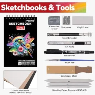 Comprehensive 101-Piece Drawing and Sketching Set with Color Sketchbook, Perfect for Art Educators Seeking Quality Art Supplies for Teaching and Creativity.