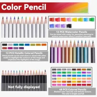 Comprehensive 101-piece drawing and sketching set includes color sketchbook, ideal for educators and artists seeking quality creative art tools.