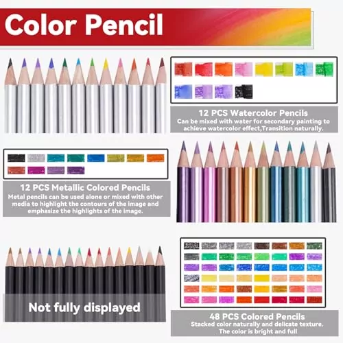 Comprehensive 101-piece drawing and sketching set includes color sketchbook, ideal for educators and artists seeking quality creative art tools.