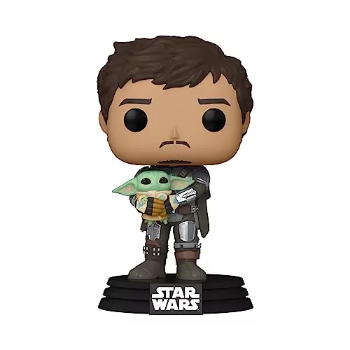 SEO Alternative Text: Collectible Star Wars Mandalorian Funko Pop featuring Din Djarin and Grogu, highlighting their sci-fi adventure and learning journey.