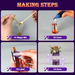 Gorispi Fairy Magic Potion Kit: 22-piece chemistry set for kids aged 6-10, offering a fun, educational experience in potion-making and creative learning.