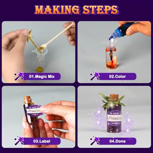 Gorispi Fairy Magic Potion Kit: 22-piece chemistry set for kids aged 6-10, offering a fun, educational experience in potion-making and creative learning.