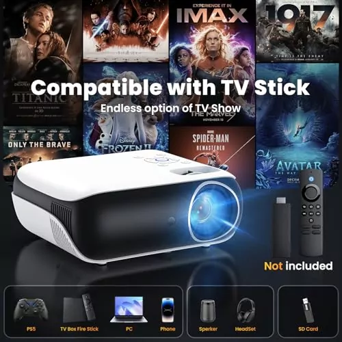 Happrun 1080p Bluetooth Mini Projector: Enhance classroom presentations with this portable outdoor full HD learning tool for educators.
