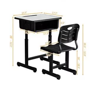 Height Adjustable Classroom Desk Chair Set with Drawer Enhances Learning Comfort and Organization in Modern Educational Environments.