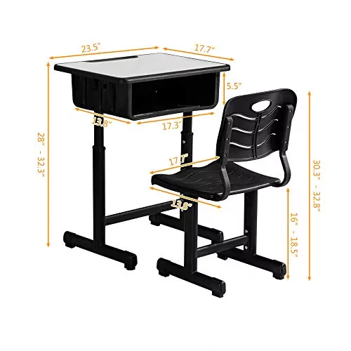 Height Adjustable Classroom Desk Chair Set with Drawer Enhances Learning Comfort and Organization in Modern Educational Environments.